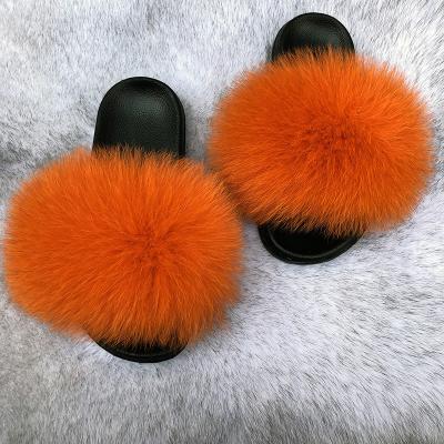 China Factory wholesale Luxury color Anti-odor pure fluffy fur hairy slipper for woman, ladies fashion design slide sandal for sale