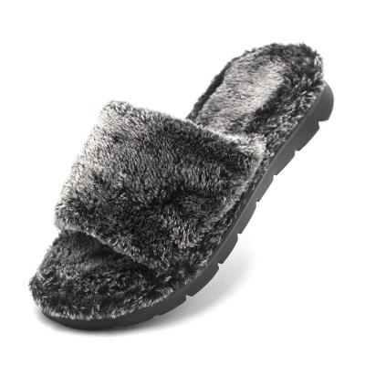 China Furry Slides Slipper, Big Size Winter Slipper Anti-odor Custom Women's Fluffy Fur Sandal Slide For Man Custom for sale