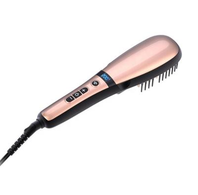 China Outdoor Steam Comb LED Digital Steam Comb Straightener Jet Digital Button Ceramic Electric Hair Straightener Brush for sale