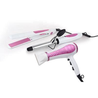 China New Ionic Salon Professional Design Hair Dryer Flat Iron Hair Straightener Hair Care Set for sale