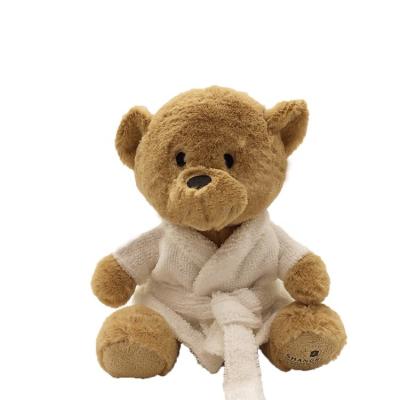 China Eco-friendly customize 9inches high quality stuffed plushie bear bathrobe teddy bear plush wearing toy for sale