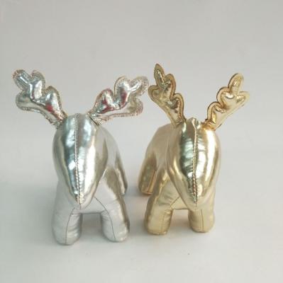 China PU Golden Elk Decoration Elk Toys Silver Leather Animal Moose Toys Soft Plush Toy for sale