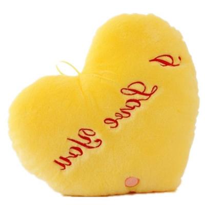 China Eco-friendly promotional OEM design valentine's day cushion plush heart pillow plush heart shaped pillow I love you beautiful with LED for girl for sale