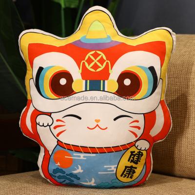 China Plush Chinese-style lion awakening Chinese fortune cartoon sofa cushion special-shaped pillow pillow fashion baby change for sale