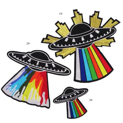 China Sew-on Big Hole Cartoon Planet Spaceship Astronaut Embroidery Patch Jeans Clothing Accessories for sale