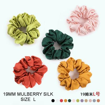 China 100 Silk Hair Scrunchies 005 6A Luxury Silk Hair Scrunchies Rubber Bands for sale