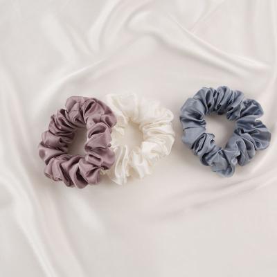 China 005 100% 19mm Size Luxury Silk Hair Band Hair Ring Luxury Silk Elastic Hair Ties 005 for sale