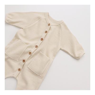 China Leisure Baby Clothes Toddler Long Sleeve Jumpsuit Waffle Romper Newborn Straight Baby Romper for sale