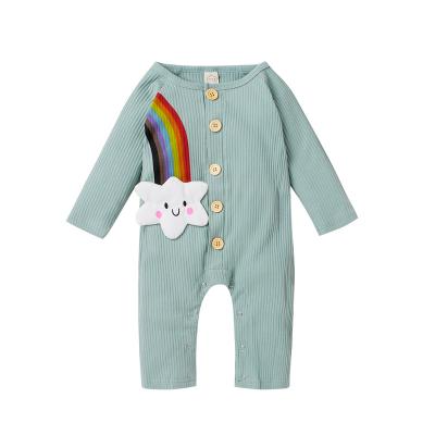 China Hot Selling 95% Cotton 5% Spandex Rainbow Baby Romper Clothing Long Sleeve Baby Romper White 95% Newborn Cotton Romper Long Sleeve Baby Romper for sale