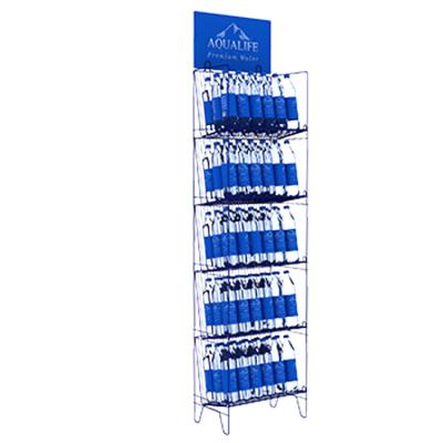 China Floor Stand Bread Supermarket Shelves Metal Adjustable Customized Folding Display Stand Single Sided With Hanging Basket for sale