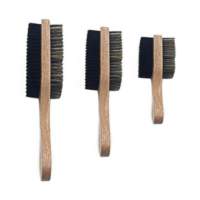 China Custom Logo Boar Bristle Paddle Wooden Double Sided Beard Brush Men's Hairdresser Shaving Facial Cleansing Brushes for sale