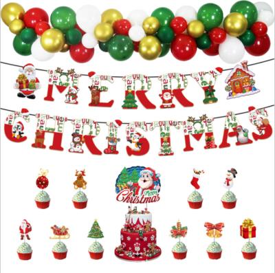 China New T03 Sticker Christmas Christmas Pull Flag Cake Decorative Set, Balloon Chain Aluminum Film, Christmas Party Decorations for sale