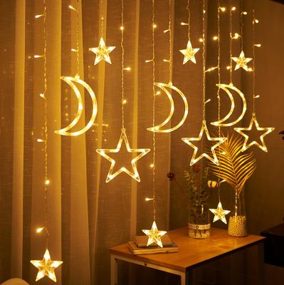 China Holiday Decoration L06 LED Curtain Moon Star Light Room Lantern Flashing Light String Christmas Decoration Light for sale