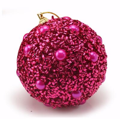 China Plastic Xmas Ornament Bubble Pearl Gold Powder Plush Ball Christmas Tree Holiday Hanging Decoration Q10 for sale