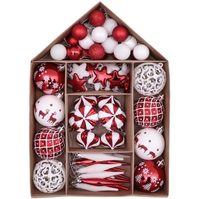 China Q15 Plastic 30-80mm Red and Green Shatterproof Christmas Ball 70pcs Ornaments for sale