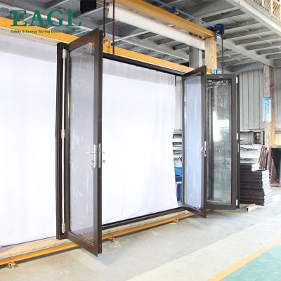 China AS2047 Australia Standard Folding Screen Aluminum Glass Bi Folding Double Folding Door for sale