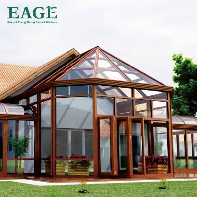 China Sale Customized Clear White Green House Solarium Winter Garden Price Modern Veranda Cover Triangle Aluminum Glass Cross Sound Formation for sale