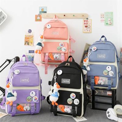 China Wholesale Cute 4pcs/Set Primary School Bag Girls Harajuku Kawaii Student Bookbag Teenage Handbag Large Capacity Student Rucksack Girls School Backpack Set for sale