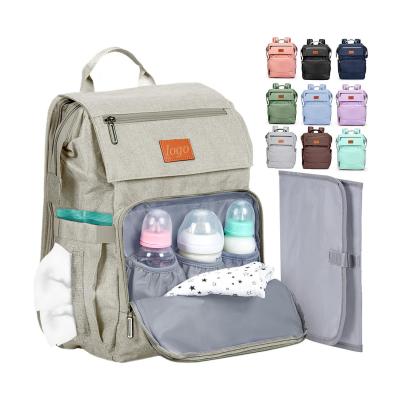 China Custom Baby Diaper Bag with Changing Pad Large Travel Bags Newborn Baby Essentials Pack Momy Backpack Casual Womens Backpack for sale