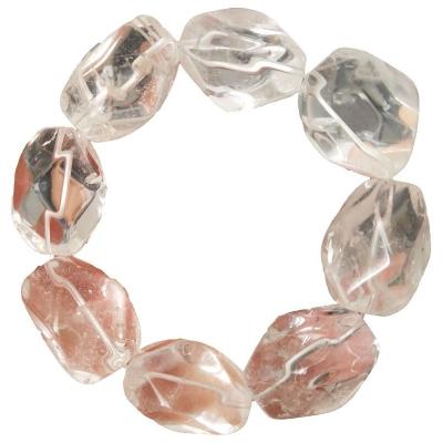 China Irregular Natural White Rock Crystal Quartz Bead Hiphop New Arrival Elastic Stretch Bracelet for sale