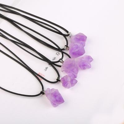 China Hiphop 100% Natural Amethyst Stone Pendant Irregular Natural Raw Crystal Pendant For Women Gemstone Necklace Jewelry for sale