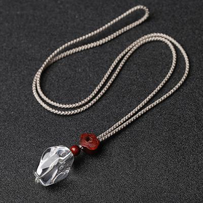 China Hiphop High Quality White Crystal Necklace, Natural Gemstone Raw Stone Necklace, Raw Stone Jewelry for sale