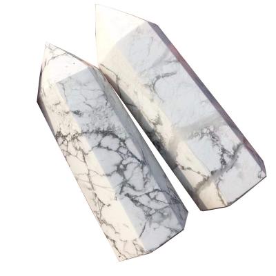 China China Natural Carved Polished White Turquoise Quartz Crystal Decoration Pillar Points For Home Ornaments for sale