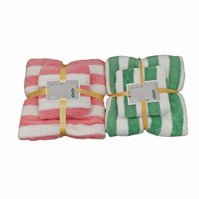 China Coral Velvet Hair Face Towel Super Absorbent QUICK DRY Set 2 Pieces Hotel Baby Soft Towel Set for sale