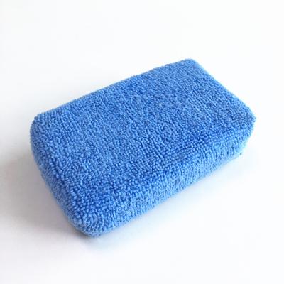 China Rectangle Blue Color Car Detailing Car Polishing Microfiber Foam Applicator Pad for sale