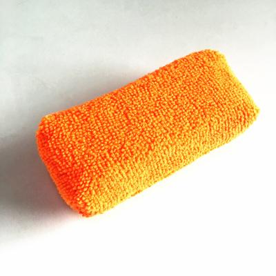 China 450pcs Soft Orange Color Car Detailing Small Microfiber Microfiber Sponge Waxing Pad Applicator Pad for sale