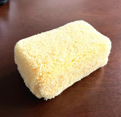 China Rectangle Color Orange Car Pad Microfiber Sponge Applicator Cleaning Detailing Pad for sale