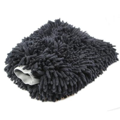 China Efficient Black Double Side 20x30cm Chenille Car Wash Glove Wash Glove for sale