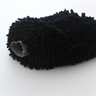 China Efficient Black Double Side 20x30cm Chenille Car Wash Glove Wash Glove for sale