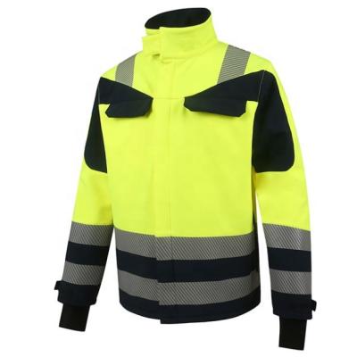 China Branded Safety Jacket Softshell Jacket Brand Spandex/Waterproof Recycling Reflective Polyester Shell Safari Jacket Regular Clothing Length Slim for sale