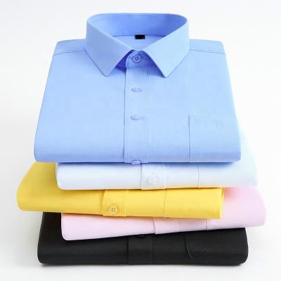 China Custom Wholesale Anti-pilling Polyester Or 100% Cotton Mens Formal Long Sleeve Man Printing Simple Solid Casual Business Dress Shirts for sale