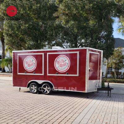 China Mobile Ice Cream Street Food Service Cart Commercial Fast Food Supply Trailer For Long Beach New York USA Standard BBQ Food Truck for sale