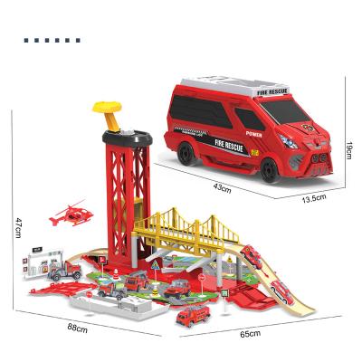 China High Quality Fire Fighting Truck Simulated Game Scene Children's Parking Lot Toy Slot Toys 56.5*14.3*33CM for sale