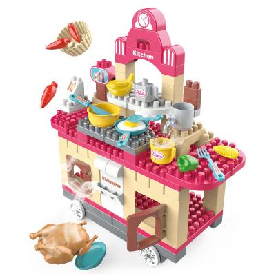 China DIY TOY Store Good Quality Fast Food Toy Diy Hamburger Kitchen Ice Cream Truck Toy Building Blocks for sale