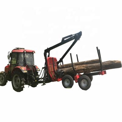 China 6ton Log Crane Timber Trailer / ATV Lifting And Loading Timber Trailer With Crane for sale