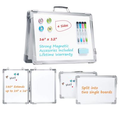 China Mini Foldable Magnetic Desktop Easel Reusable Portable Double-Layer White Board Foldable Registration Board for Office Classroom for sale