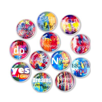 China Eco Friendly Inspirational Glass Fridge Magnets 12 Pack Round Decorative Motivational Fridge Magnets for sale