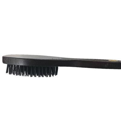 China Professional Flat Paddle Brown Wooden Hair Brush With Hard Bristle for sale