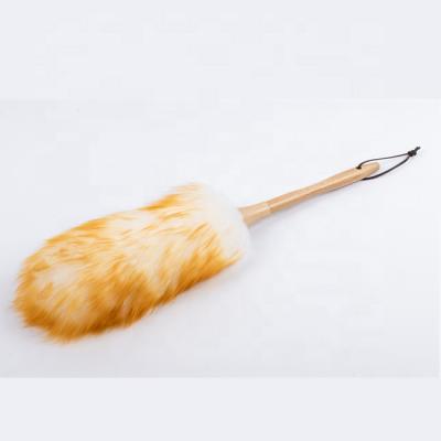 China Durable Natural Household Dusting Broom For Sofa Furniture Pure Lambs Wood Handle Wool Duster for sale