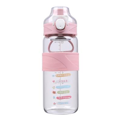 China Cute Water Bottle 700ML Tea Milk Drink Cup Viable Glass High Value Cute Tumbler With Handle And Silicone Protective Sleeve For Kids for sale