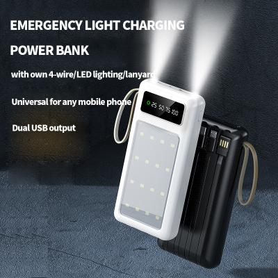 China Camping Lights Power Bank 20000mah Power Bank With Own Cables External Battery 20000mah Power Bank OEM Logo for sale