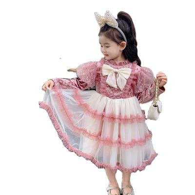 China Anti-Wrinkle New Girl Yarn Dress Autumn Child Mesh Fluffy Girl Layered Party Dress for sale