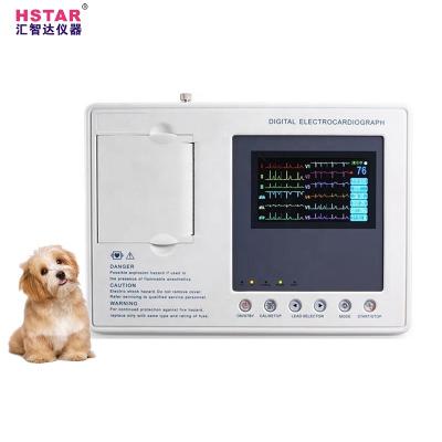 China Channel 3 4.3' Standard 12 Veterinary Standard 12 Alarm Large Color TFT Display Digital Lead And Cheap Small Animal ECG Machine With Analysis for sale