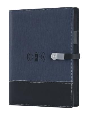 China High quality novelty printed luxury multifunctional notebook A5 powerbank wireless refilling black notebook with USB flash drive for sale