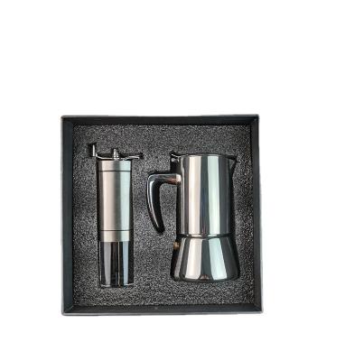 China Viable Pour Over Coffee Maker Gift Set Coffee Grinder with Coffee Pot Mocha Pot and Grinder Set for sale