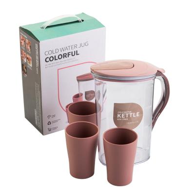 China Tableware Household Smart Gifts For Women Tea And Coffee Fashion Gift Box Packing Transparent Drop Cold Kettle With Three Cups Gift Set for sale